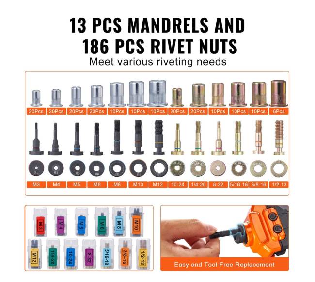 Sriegių kniediklių rinkinys su 13 vinių3