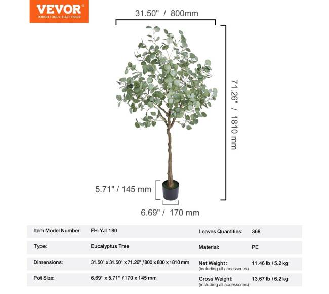 Dirbtinis eukalipto medelis 1,8 m6
