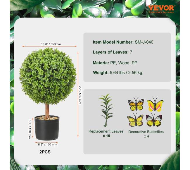 Dirbtiniai buksmedžio medeliai 61 cm, 2 vnt.6