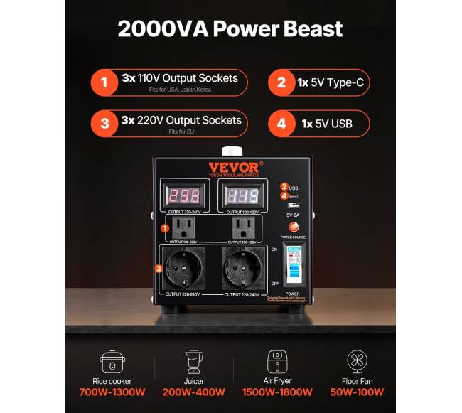 Įtampos keitiklis- transformatorius 2000VA1