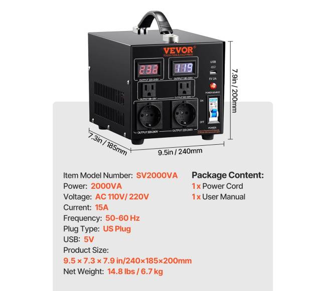 Įtampos keitiklis- transformatorius 2000VA4