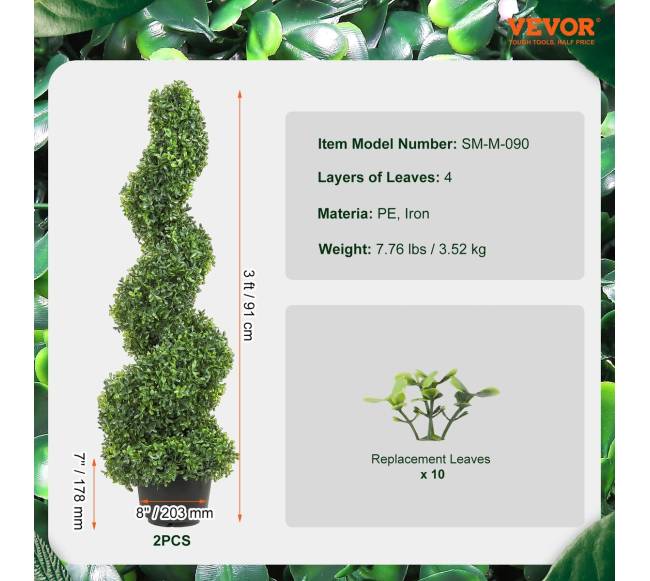 Dirbtiniai buksmedžio medeliai, 91 cm aukščio (2 vnt.)6