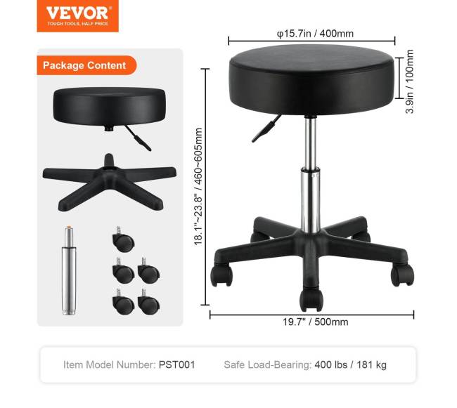 Reguliuojamas taburetė su ratukais, 181 kg6