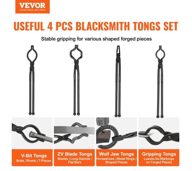 Kalvystės žnyplės 45 cm, 4 vnt. komplektas1