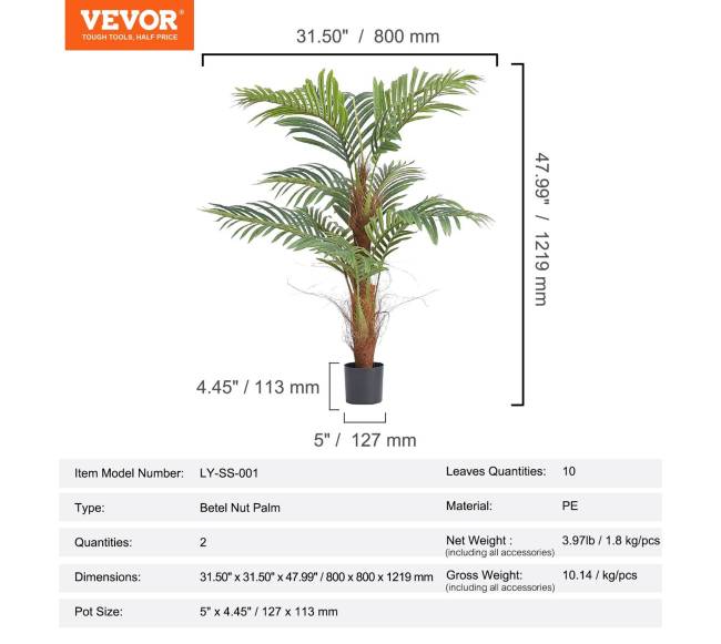 Dirbtinis palmių medis 1.2 m patalpoms6