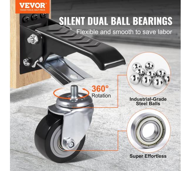 Darbo stalo ratukai, 75 kg apkrova, 4 vnt.1