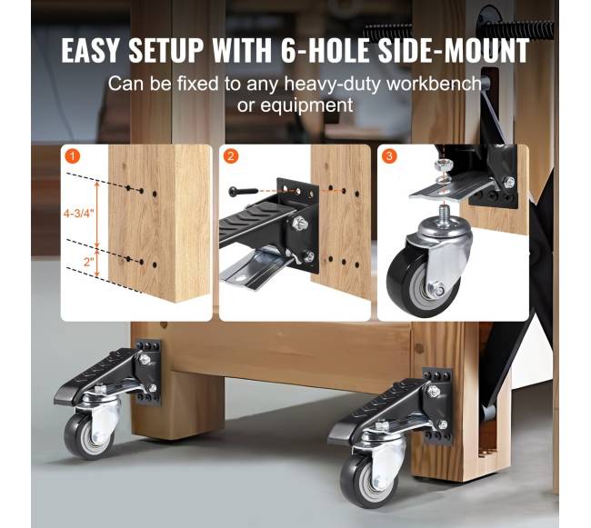 Darbo stalo ratukai, 75 kg apkrova, 4 vnt.5