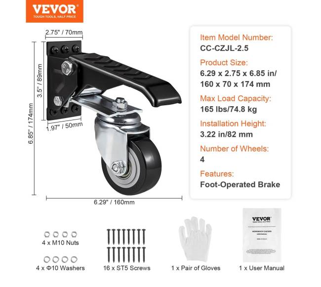 Darbo stalo ratukai, 75 kg apkrova, 4 vnt.6