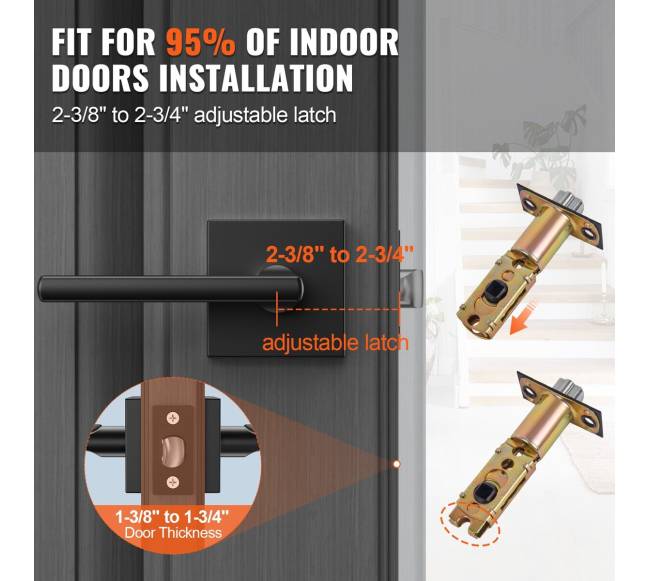 Vidaus durų rankena, 5 vnt. juodos2