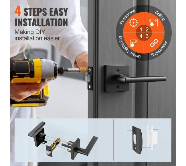 Vidaus durų rankena, 5 vnt. juodos3