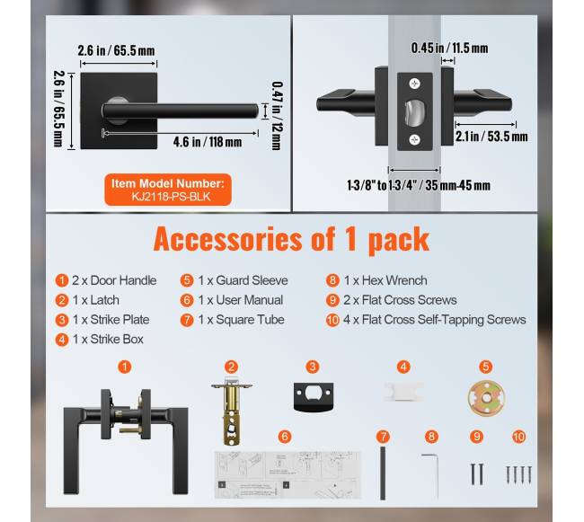 Vidaus durų rankena, 5 vnt. juodos6