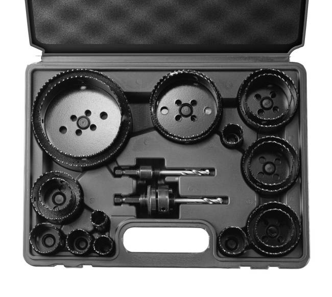 Skylių pjūklo rinkinys, 18 pjūklai, 6 grąžtai, dėklas0