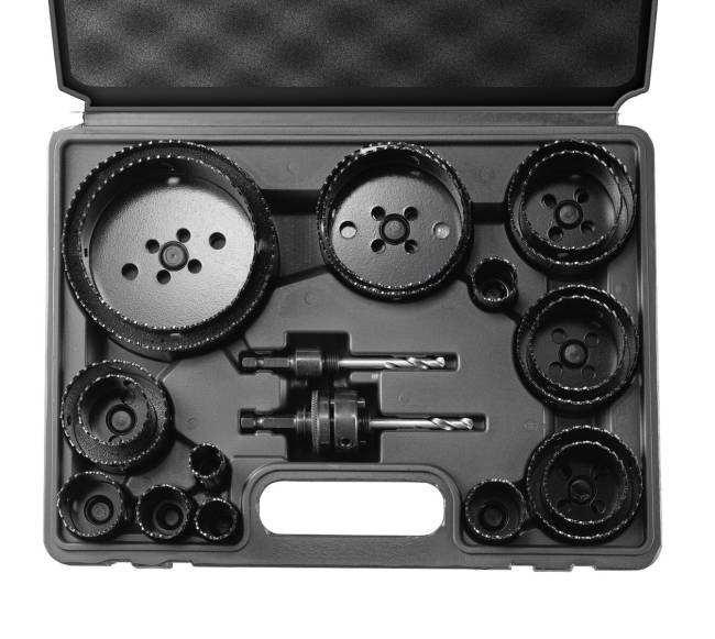 Skylių pjūklo rinkinys, 18 pjūklai, 6 grąžtai, dėklas10