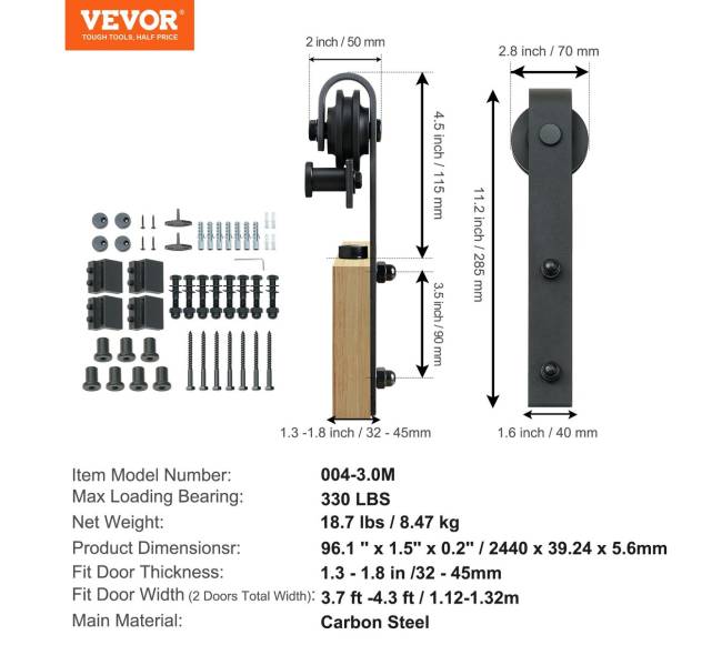 2,4 m stumdomų durų furnitūros rinkinys6