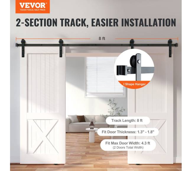 2.44 m slankiojančio klojimo durų komplektas dviguboms durims1