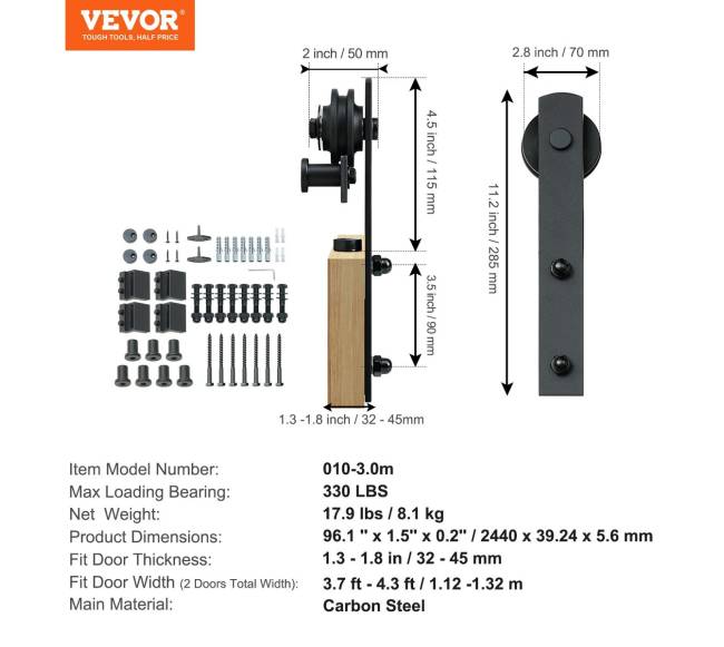 2.44 m slankiojančio klojimo durų komplektas dviguboms durims6