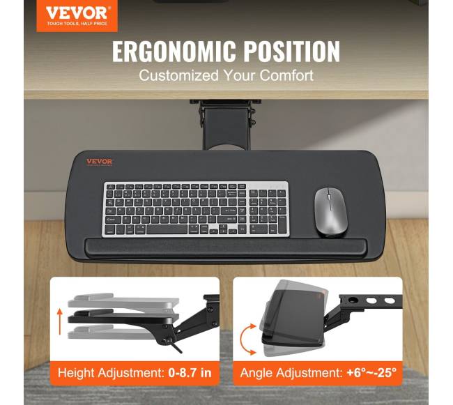 Reguliuojamas klaviatūros laikiklis po stalu1