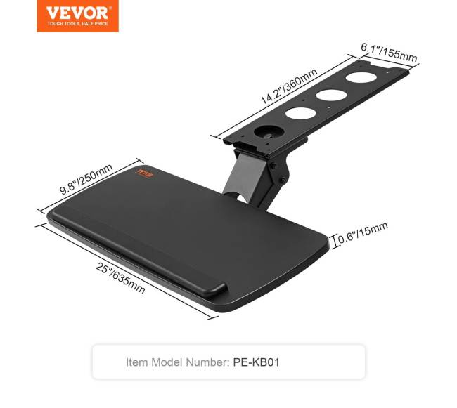 Reguliuojamas klaviatūros laikiklis po stalu6