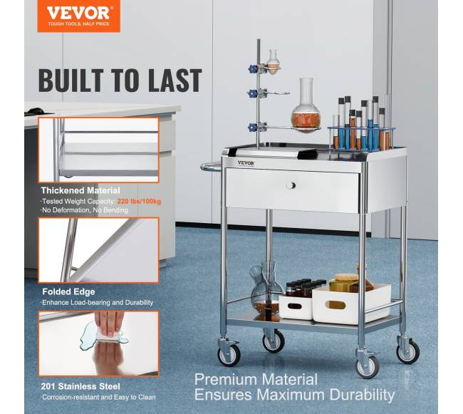 Medicininė vežimėlio dvisluoksnė nerūdijančio plieno1