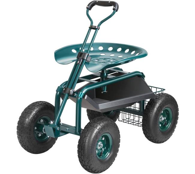 Sodo vežimėlis su ratukais ir pasukama sėdyne, žalias8