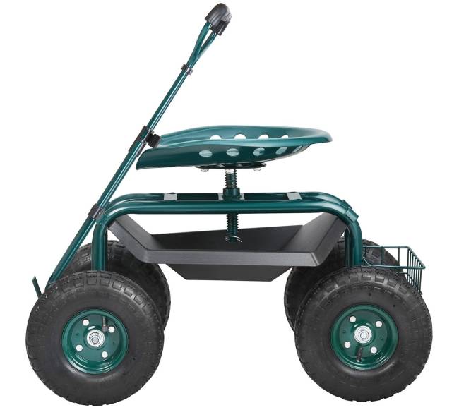 Sodo vežimėlis su ratukais ir pasukama sėdyne, žalias10