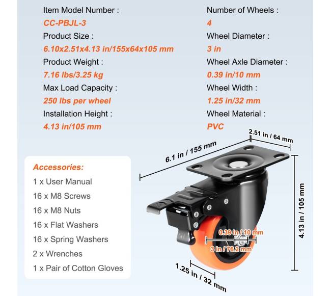 Ratukai su 3 cm pasukama plokštele6