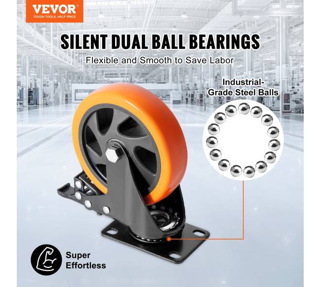 Baldinės ratukai, 5 colių su pasukama plokštele1