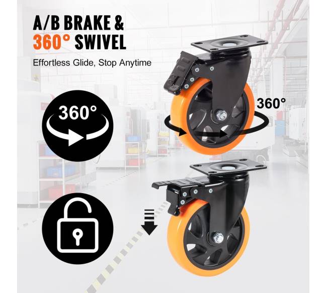 Baldinės ratukai, 5 colių su pasukama plokštele2