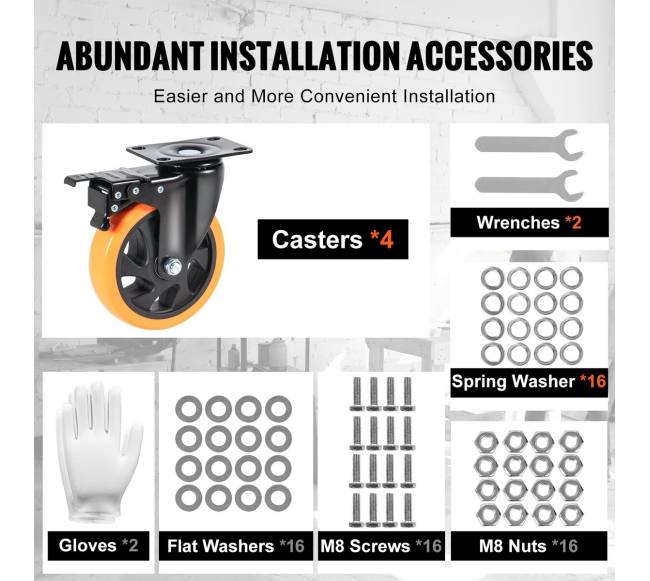 Baldinės ratukai, 5 colių su pasukama plokštele4