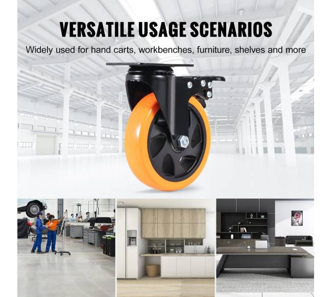 Baldinės ratukai, 5 colių su pasukama plokštele5