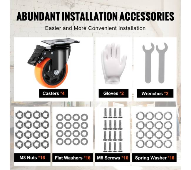 Besisukantys ratukai su užraktu, 4 vnt. komplektas4