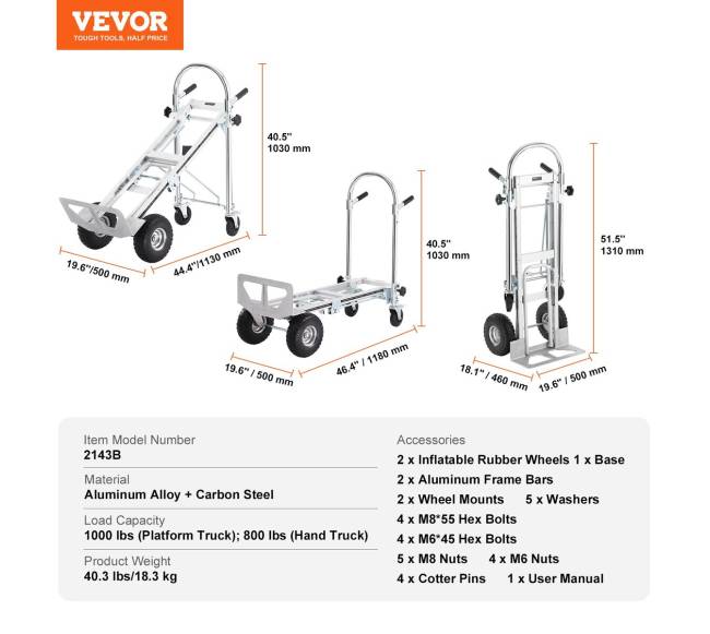 Aliuminis vežimėlis 4in1, 454 kg talpa6
