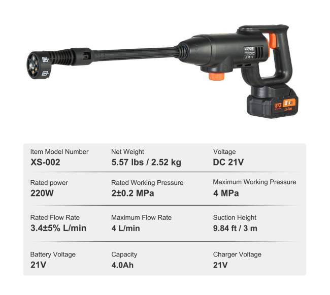 Aukšto slėgio belaidis plovimo įrenginys 580 PSI6