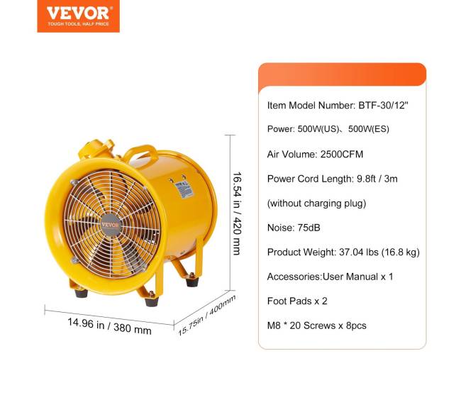 76 cm ekstraktoriaus ventiliatorius su 3 m laidu6