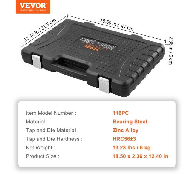 Sriegimo įrankių rinkinys, 116 dalys6