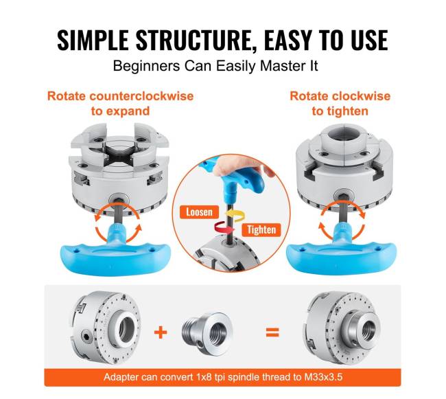 KP2-34 tekinimo staklių griebtuvas, 4-jų žandikaulis, 70mm4
