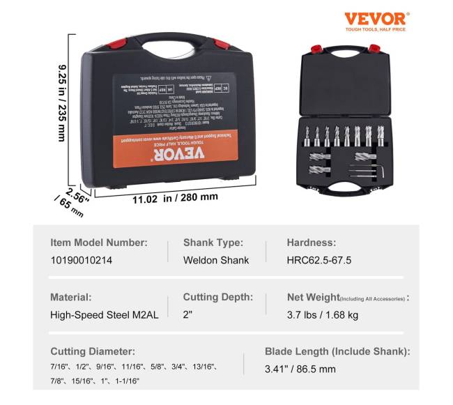Žiedinių grąžtų rinkinys, 13 vnt., magnetiniams gręžtuvams6