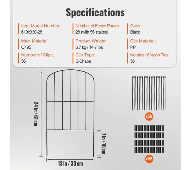 Metalinė sodo tvora be kasimo, 28 vnt.6