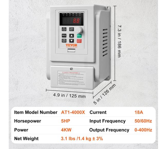 VFD 4KW, 18A, 5AG dažnio keitiklis6