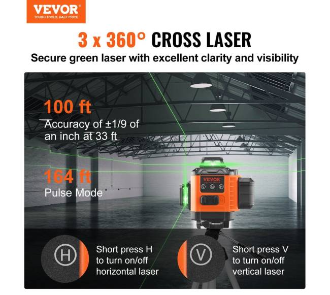 100ft žalias kryžminis lazerinis gulsčias1