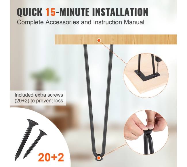 482 mm plaukų segtuko formos baldo kojos5