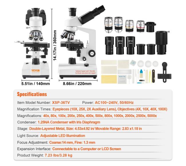 Trinokulinis mikroskopas 40X-5000X6