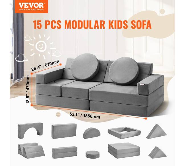 Vaikiška modulinė sofa, 15 dalių1