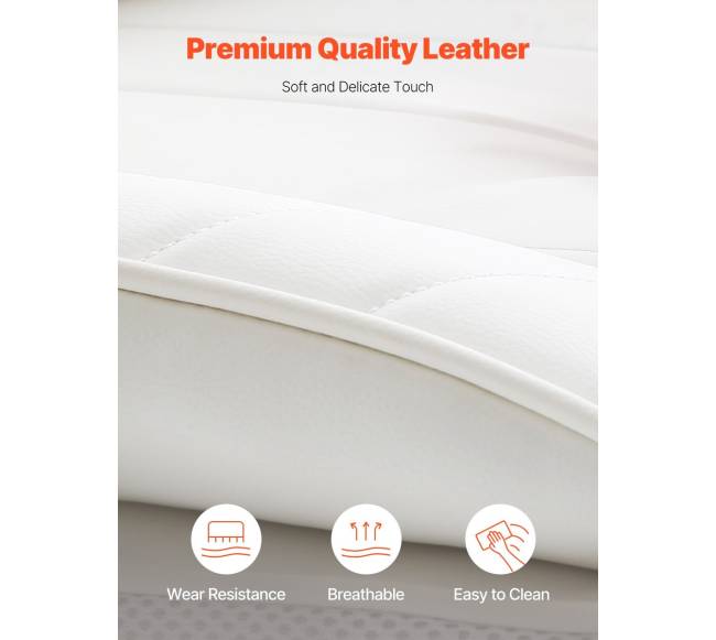 Baltas atsilenkiantis biuro fotelis su atrama kojoms6