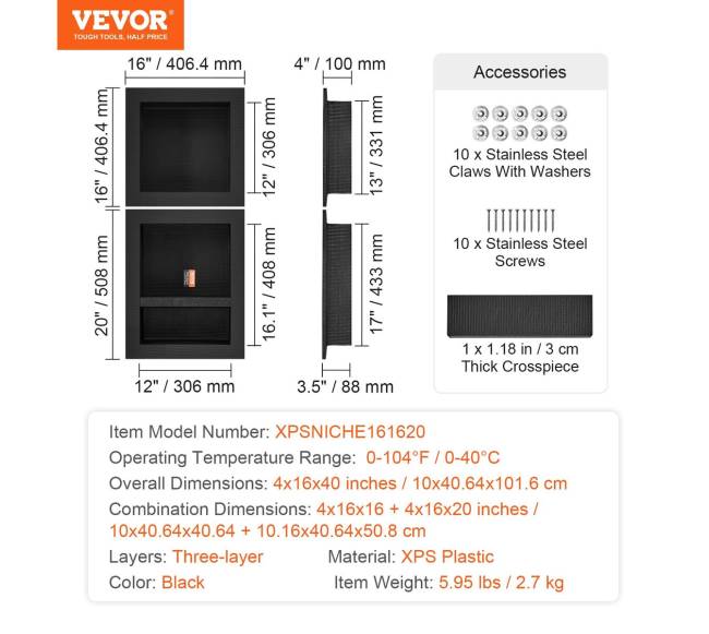 Įterpiama dušo niša su lentynomis, juoda6