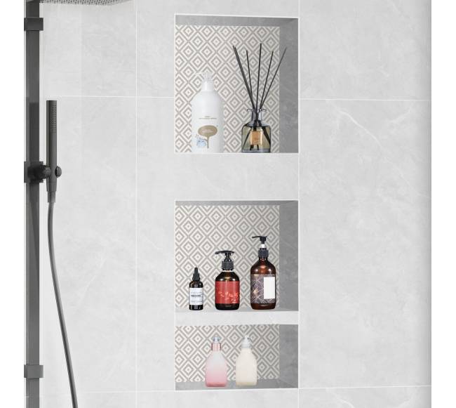 Įterpiama dušo niša su lentynomis, juoda7