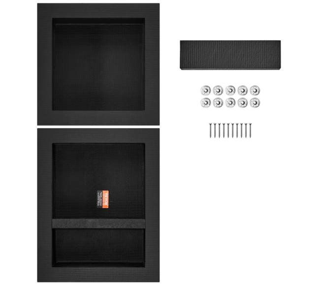 Įterpiama dušo niša su lentynomis, juoda8