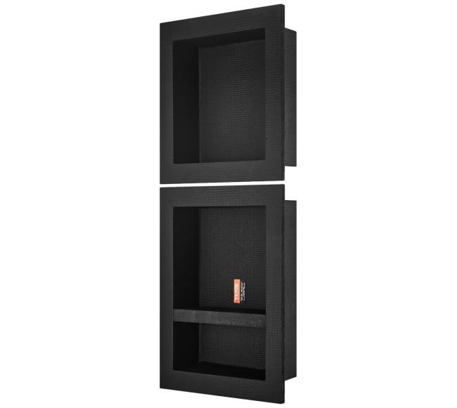 Įterpiama dušo niša su lentynomis, juoda9