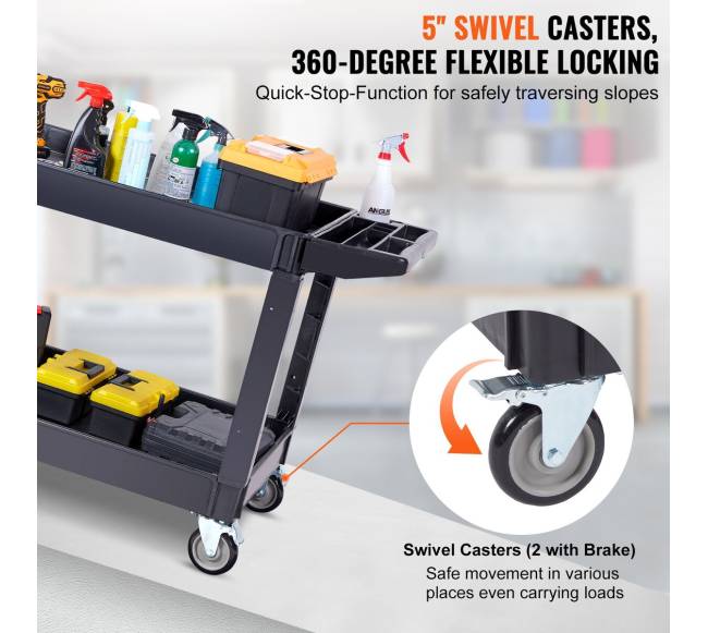 Daugiafunkcinis paslaugų vežimėlis su 2 lentynomis2