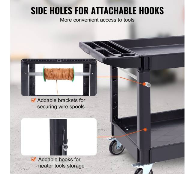 Daugiafunkcinis paslaugų vežimėlis su 2 lentynomis4